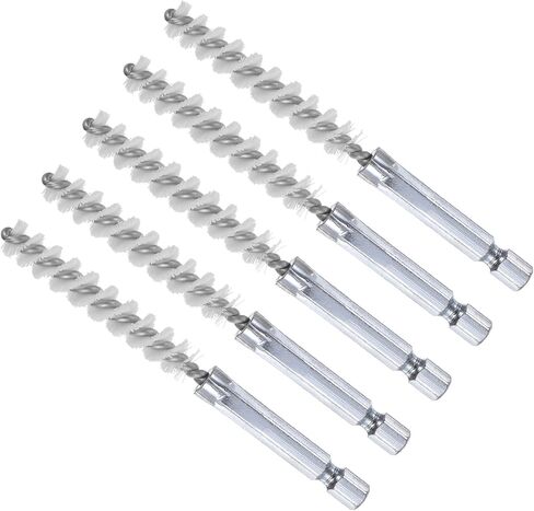Bore Brush, 10mm Dia 4 Inch Length, Nylon Cleaning Wire Brushes with 1/4 Inch Hex Shank - (Applications: for Power Drill, Die Grinder), 5-Pieces in Saudi Arabia