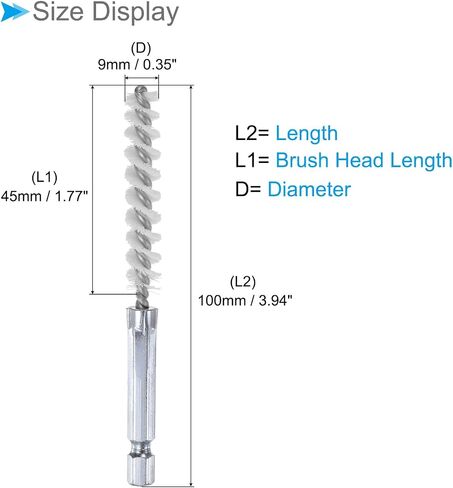 Bore Brush, 10mm Dia 4 Inch Length, Nylon Cleaning Wire Brushes with 1/4 Inch Hex Shank - (Applications: for Power Drill, Die Grinder), 5-Pieces in Saudi Arabia