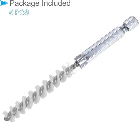 Bore Brush, 10mm Dia 4 Inch Length, Nylon Cleaning Wire Brushes with 1/4 Inch Hex Shank - (Applications: for Power Drill, Die Grinder), 5-Pieces in Saudi Arabia