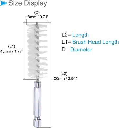 Bore Brush, 10mm Dia 4 Inch Length, Nylon Cleaning Wire Brushes with 1/4 Inch Hex Shank - (Applications: for Power Drill, Die Grinder), 5-Pieces in Saudi Arabia