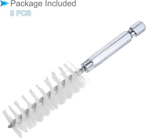 Bore Brush, 10mm Dia 4 Inch Length, Nylon Cleaning Wire Brushes with 1/4 Inch Hex Shank - (Applications: for Power Drill, Die Grinder), 5-Pieces in Saudi Arabia