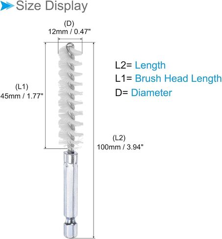 Bore Brush, 10mm Dia 4 Inch Length, Nylon Cleaning Wire Brushes with 1/4 Inch Hex Shank - (Applications: for Power Drill, Die Grinder), 5-Pieces in Saudi Arabia