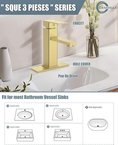 Bathroom Faucet Set with Pop Up Drain, Single Handle Black Bathroom Sink Faucet with Deck Plate, Vanity Faucet for Bathroom Sink (1 Hole or 3 Holes), Farmhouse RV Sink Faucet-2 Sets in Saudi Arabia