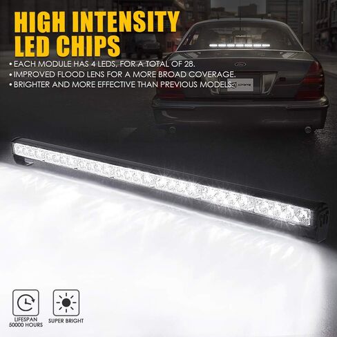 Xprite 31.5 Inch LED Traffic Advisor Strobe Light Bar, 21 Flashing Patterns w/Suction Cup, Interior Windshield Deck Emergency Warning Light Bar for Police Volunteer Vehicles Trucks - Red Blue in Saudi Arabia