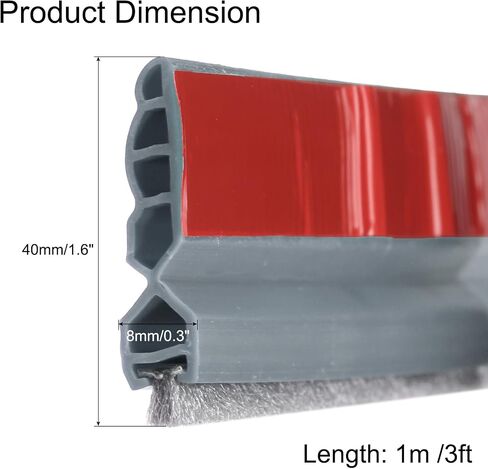 uxcell Door Draft Stopper, Self Adhesive Door Sweep for Bottom of Door with Brush for Keeping Out Cold, Inside and Outside Door, Door Bottom Seal Blocker Noise (3Ft, Black) in Saudi Arabia