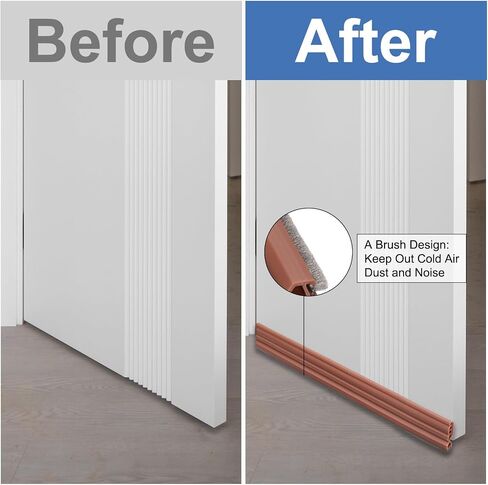 uxcell Door Draft Stopper, Self Adhesive Door Sweep for Bottom of Door with Brush for Keeping Out Cold, Inside and Outside Door, Door Bottom Seal Blocker Noise (3Ft, Black) in Saudi Arabia