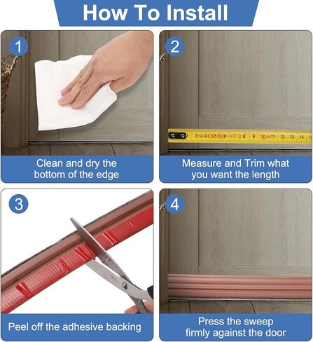 uxcell Door Draft Stopper, Self Adhesive Door Sweep for Bottom of Door with Brush for Keeping Out Cold, Inside and Outside Door, Door Bottom Seal Blocker Noise (3Ft, Black) in Saudi Arabia