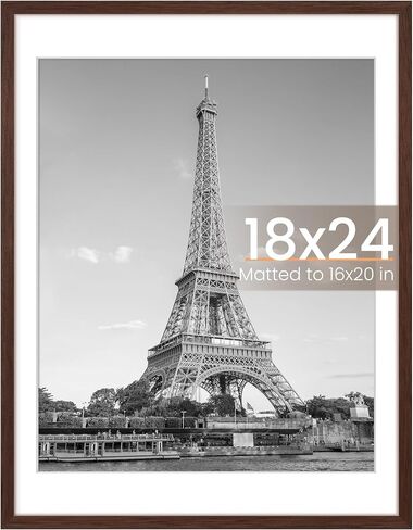 إطار صورة upsimples مقاس 18x24، عرض صور مقاس 16x20 مع حصيرة أو 18x24 بدون حصيرة، إطار ملصق للتعليق على الحائط، بني، عبوة واحدة in Saudi Arabia