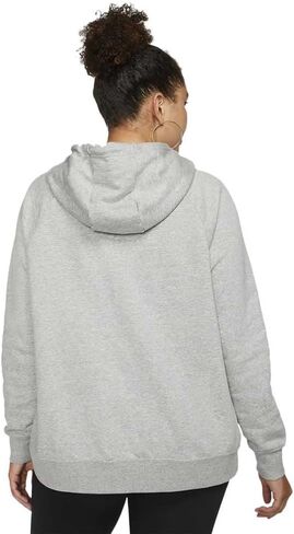 Nike Plus Size NSW Essential Hoodie Pullover Fleece Dark Grey Heather/White 1X in Saudi Arabia