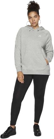 Nike Plus Size NSW Essential Hoodie Pullover Fleece Dark Grey Heather/White 1X in Saudi Arabia