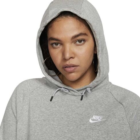 Nike Plus Size NSW Essential Hoodie Pullover Fleece Dark Grey Heather/White 1X in Saudi Arabia