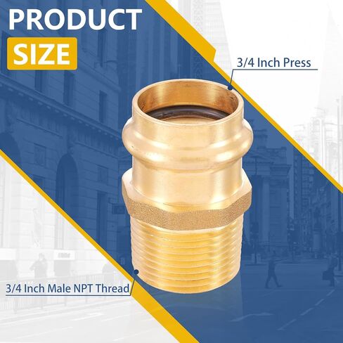 Press Fittings Adapter,3/4" Press Fit x 3/4" Male NPT Threaded(LF Brass,5 PACK) in Saudi Arabia