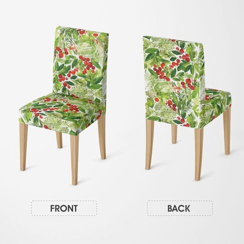 Horaldaily 4PCS Christmas Dining Chair Covers,Holly Stretch Removable Washable Slipcover Chair Protector for Dining Room Home Decor in Saudi Arabia
