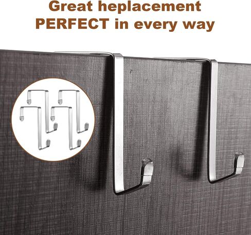 4 Pack Single Over The Door Hooks, Stainless Steel Heavy Duty Hanger Organizer for Hanging Bag, Towel, Shower Robe, Clothes, Coat and Hat, Metal Mirror Hooks for Back of Bathroom (Silver) in Saudi Arabia