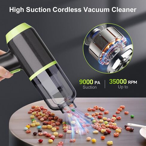 helloleiboo Mini Vacuum Cleaner 9000PA Hand Vacuum Cordless Rechargeable 3 in 1 Portable Car Vacuum Wireless Handheld Car Vacuum Cleaner for Car Home Office Pet in Saudi Arabia