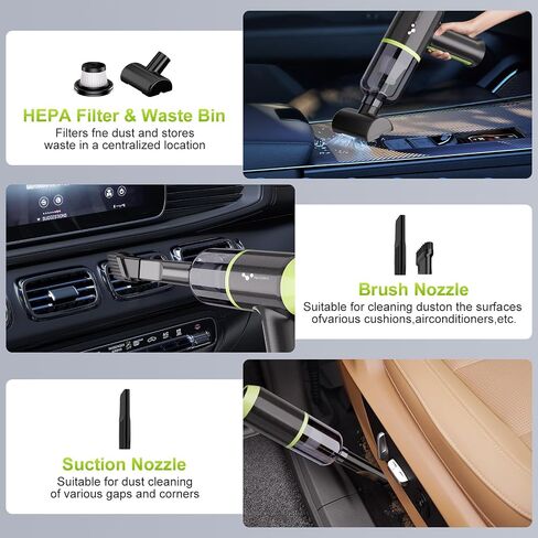 helloleiboo Mini Vacuum Cleaner 9000PA Hand Vacuum Cordless Rechargeable 3 in 1 Portable Car Vacuum Wireless Handheld Car Vacuum Cleaner for Car Home Office Pet in Saudi Arabia