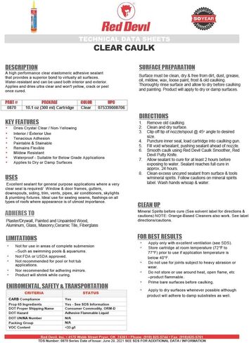 لاصق Red Devil 0870 Clear Caulk عالي الأداء، 10.1 أونصة in Saudi Arabia