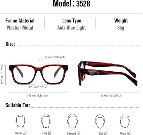 kimorn Blue Light Blocking Glasses,Anti Eyestrain & UV Protection,Square Frame Glasses for Women and Men in Kuwait