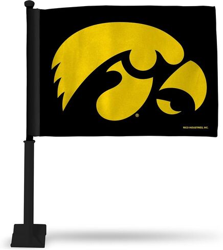 Rico Industries NCAA Iowa Hawkeyes Alternate Car Flag W' Black Pole Double Sided Car Flag - 16" x 19" - Strong Pole that Hooks Onto Car/Truck/Automobile in Saudi Arabia
