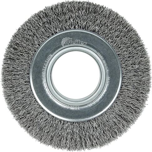 Weiler 03070 6" Wide Face Crimped Wire Wheel, .014" Steel Fill, 2" Arbor Hole, Made in the USA in Saudi Arabia