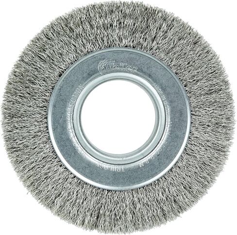 Weiler 03070 6" Wide Face Crimped Wire Wheel, .014" Steel Fill, 2" Arbor Hole, Made in the USA in Saudi Arabia