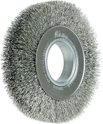 Weiler 03070 6" Wide Face Crimped Wire Wheel, .014" Steel Fill, 2" Arbor Hole, Made in the USA in Saudi Arabia