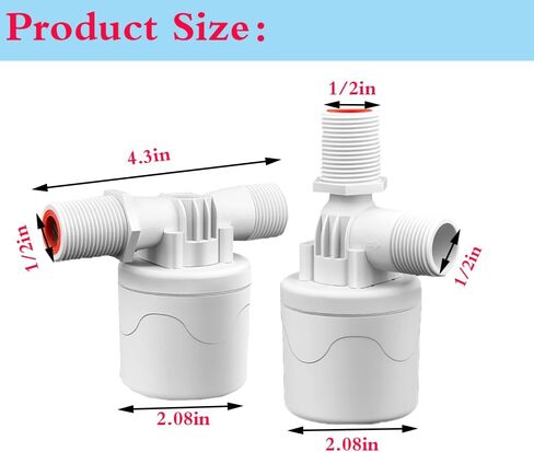 صمام تعويم، 2 قطعة صمام تعويم مياه 1/2 بوصة، صمام تعويم للتحكم التلقائي في مستوى المياه مع منفاخ للخزانات وحمامات السباحة وخزانات المياه وأحواض الماشية، PA6 in Kuwait