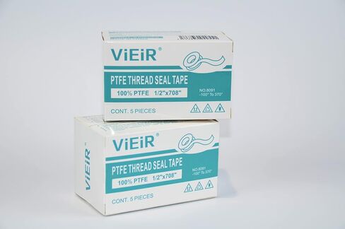 شريط تيفلون عالي الكثافة 3/4 بوصة (عرض) × 500 بوصة (طول) - شريط أنابيب المياه PTFE - ختم الخيط - مناسب لرأس الدش والأنابيب - ختم أنابيب المياه المحلية - شريط الختم (5 أكياس) in Saudi Arabia
