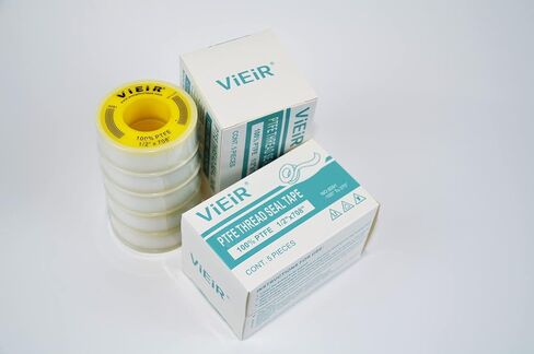 شريط تيفلون عالي الكثافة 3/4 بوصة (عرض) × 500 بوصة (طول) - شريط أنابيب المياه PTFE - ختم الخيط - مناسب لرأس الدش والأنابيب - ختم أنابيب المياه المحلية - شريط الختم (5 أكياس) in Saudi Arabia