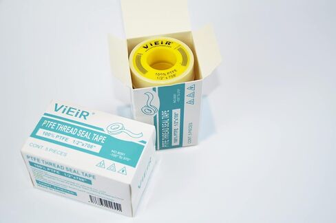 شريط تيفلون عالي الكثافة 3/4 بوصة (عرض) × 500 بوصة (طول) - شريط أنابيب المياه PTFE - ختم الخيط - مناسب لرأس الدش والأنابيب - ختم أنابيب المياه المحلية - شريط الختم (5 أكياس) in Saudi Arabia