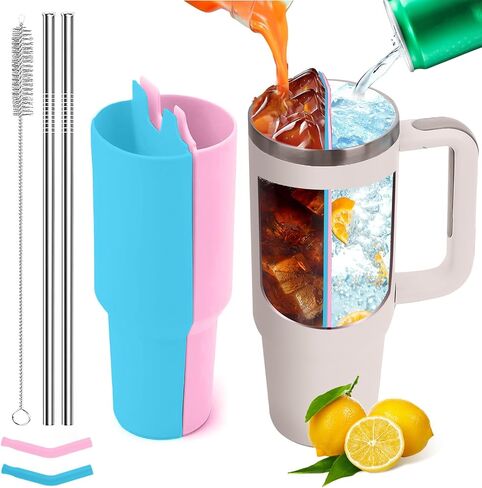 Stanley Cup 2-in-1 Drink Separator Silicone Liner, Compatible with Stanley Cup 40 oz, Stanley Accessory, Reusable 2-in-1 Liner for Party, Leisure, Outdoor, Office (Purple/Green) in Saudi Arabia