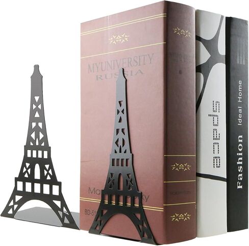 زوج واحد من منظم كتب برج ايفل باريس الإبداعي، مساند كتب معدنية للأطفال، مكتب مكتبة المدرسة، هدية تزيين المكتب المنزلي (أسود) in Kuwait