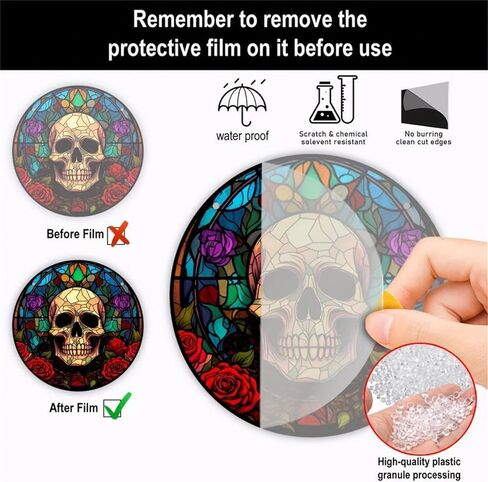الجمجمة الورود الملون الاكريليك نافذة الشنق هالوين suncatchers للنوافذ غرفة نوم حديقة المطبخ جدار ديكور هالوين الخريف عيد الميلاد ساحر ديكور المنزل in Kuwait