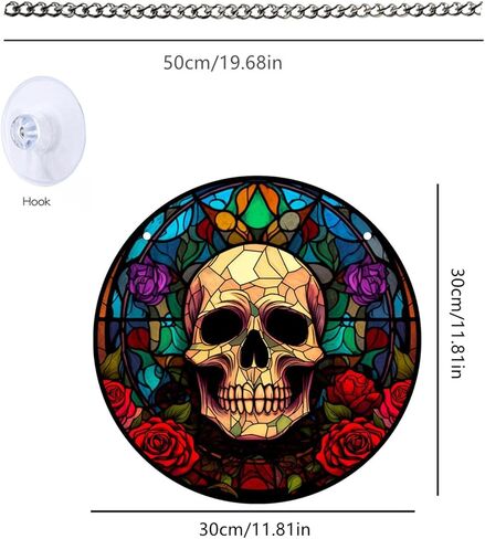 الجمجمة الورود الملون الاكريليك نافذة الشنق هالوين suncatchers للنوافذ غرفة نوم حديقة المطبخ جدار ديكور هالوين الخريف عيد الميلاد ساحر ديكور المنزل in Kuwait