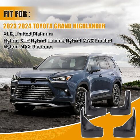 اللوحات الطينية المتوافقة مع Toyota Grand Highlander 2023 2024+، واقي الطين الأمامي والخلفي 4 قطع، واقيات الطين على جانبي السائق والراكب in Kuwait