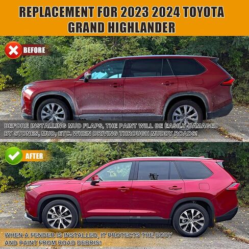 اللوحات الطينية المتوافقة مع Toyota Grand Highlander 2023 2024+، واقي الطين الأمامي والخلفي 4 قطع، واقيات الطين على جانبي السائق والراكب in Kuwait