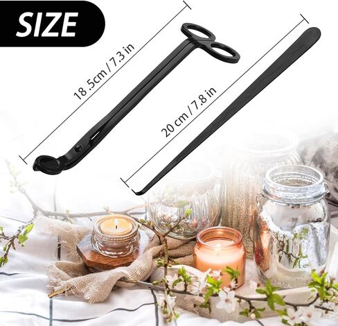 مجموعة إكسسوارات شموع 2 في 1، ولاعات لتشذيب فتيل الشموع، أداة تشذيب فتيل الشموع، مطفأة الشموع العتيقة، غطاسة فتيل الشموع لمحبي الشموع (أسود) in Kuwait