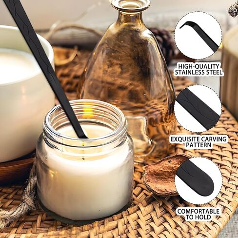 مجموعة إكسسوارات شموع 2 في 1، ولاعات لتشذيب فتيل الشموع، أداة تشذيب فتيل الشموع، مطفأة الشموع العتيقة، غطاسة فتيل الشموع لمحبي الشموع (أسود) in Kuwait