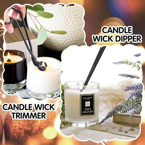مجموعة إكسسوارات شموع 2 في 1، ولاعات لتشذيب فتيل الشموع، أداة تشذيب فتيل الشموع، مطفأة الشموع العتيقة، غطاسة فتيل الشموع لمحبي الشموع (أسود) in Kuwait