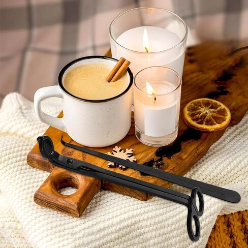 مجموعة إكسسوارات شموع 2 في 1، ولاعات لتشذيب فتيل الشموع، أداة تشذيب فتيل الشموع، مطفأة الشموع العتيقة، غطاسة فتيل الشموع لمحبي الشموع (أسود) in Kuwait