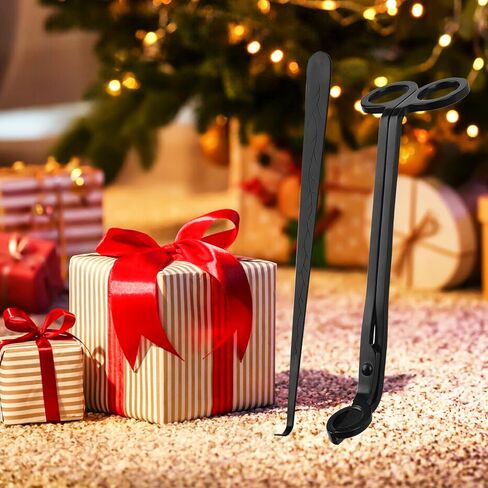 مجموعة إكسسوارات شموع 2 في 1، ولاعات لتشذيب فتيل الشموع، أداة تشذيب فتيل الشموع، مطفأة الشموع العتيقة، غطاسة فتيل الشموع لمحبي الشموع (أسود) in Kuwait