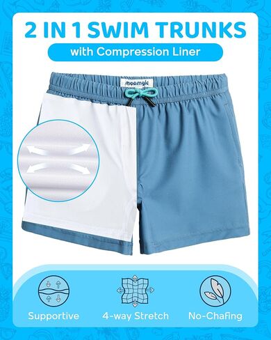 maamgic Boys Swim Trunks with Compression Liner 4-Way Stretch Quick Dry Swim Shorts Swimming Trunks Toddler Boy in Saudi Arabia