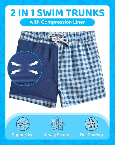 maamgic Boys Swim Trunks with Compression Liner 4-Way Stretch Quick Dry Swim Shorts Swimming Trunks Toddler Boy in Saudi Arabia