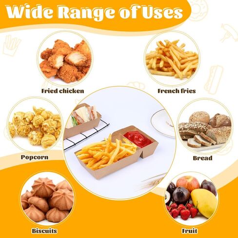 150 عبوة من صواني الطعام الورقية من ورق الكرافت، 2 صواني تقديم الطعام للاستعمال مرة واحدة، قوارب طعام Ppaer تخرج حاويات الطعام للناتشوز، التاكو، البطاطس المقلية، الشواء، المهرجانات، الحفلات in Kuwait