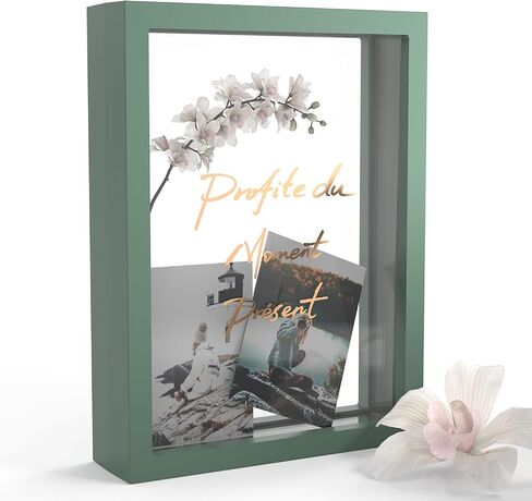 Shadow Box Display for Picture Frame: Memory Photo Case, Personalized Gifts Card Boxes, DIY Tabletop Display Frame Display Case, Clear Memory Box for Dried Flowers/Kids Room/Birthday/Wedding, Green in Saudi Arabia