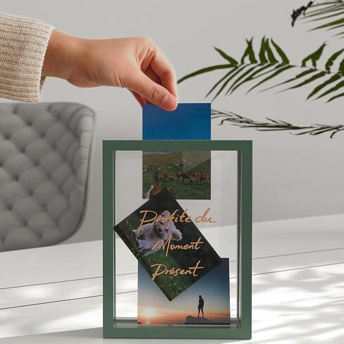 Shadow Box Display for Picture Frame: Memory Photo Case, Personalized Gifts Card Boxes, DIY Tabletop Display Frame Display Case, Clear Memory Box for Dried Flowers/Kids Room/Birthday/Wedding, Green in Saudi Arabia