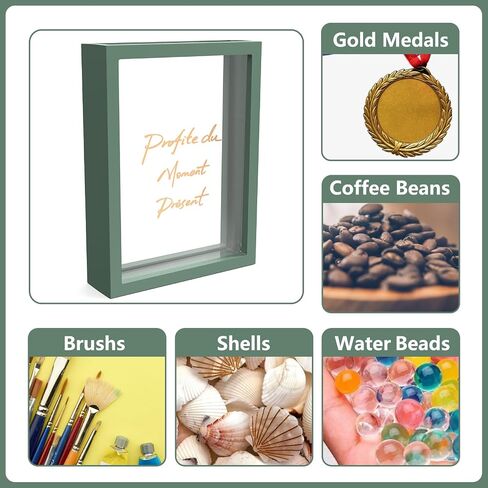 Shadow Box Display for Picture Frame: Memory Photo Case, Personalized Gifts Card Boxes, DIY Tabletop Display Frame Display Case, Clear Memory Box for Dried Flowers/Kids Room/Birthday/Wedding, Green in Saudi Arabia