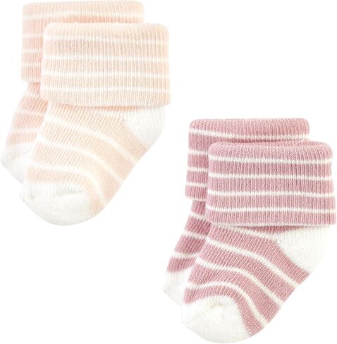 Hudson Baby Unisex Baby Cotton Rich Newborn and Terry Socks, Blue Sage Stripe, 6-12 Months in Kuwait