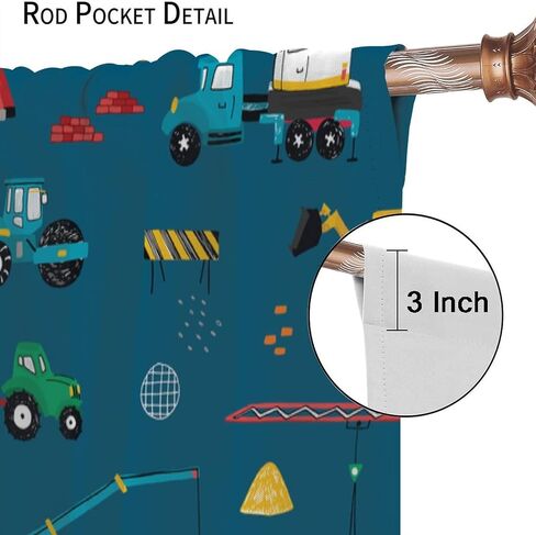 Cartoon Truck Print Curtains for Kids Room, Bucket Truck Thermal Insulated Noise Reducing Blackout Rod Pocket Window Drapes for Boys Girls Bedroom Living Room 42x54 Inch in Saudi Arabia