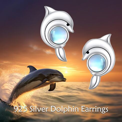 Penguin Earrings for Women Sterling Silver Penguin Jewelry Moonstone Stud Earrings for Women in Saudi Arabia